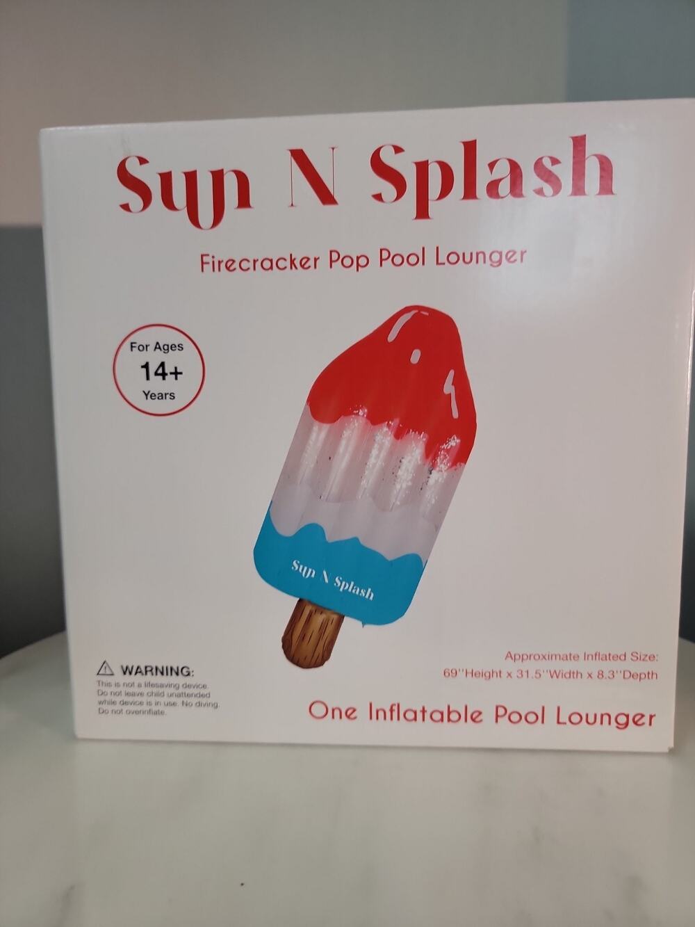 Inflatable Popsicle Pool Float Sun N Splash Firecracker Pop Lounger 69"